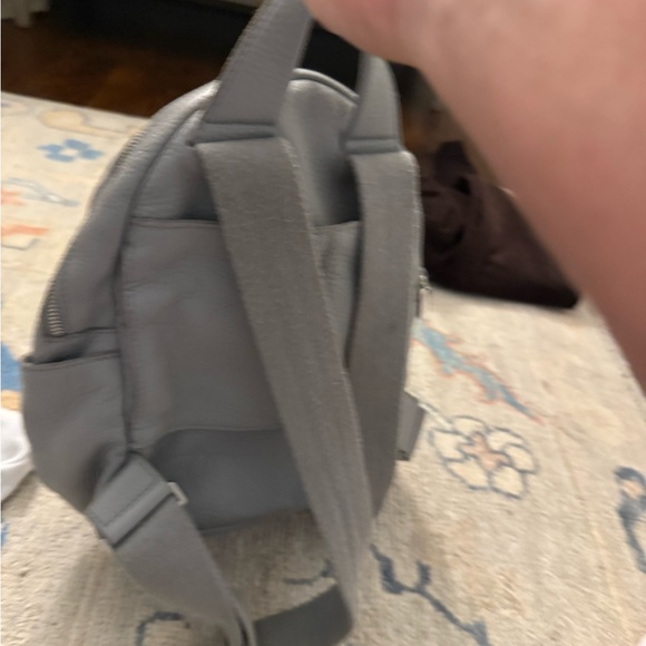 Gray Leather Backpack with Silver Accents - Picture 2 of 5
